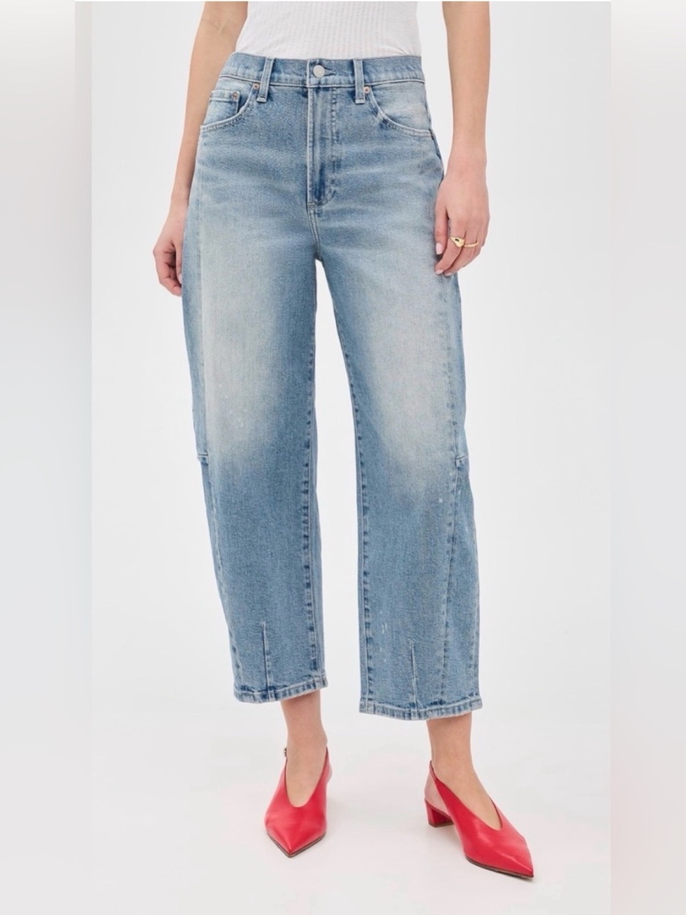 NWT Pistola Eli High Rise Arched Leg Light Wash Denim Jean 31